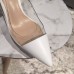 Classic Brand Women Pumps High Heels Thin Heel Pointed Toe Pumps stiletto transparent Shoes Genuine Leather and PVC Size 35-40