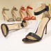 Summer Sexy Leopard PVC Sandals Women One Strap Narrow Buckle Shoes Fashion High Heels Thin Heel Sandals Sexy Party Pumps 34-41